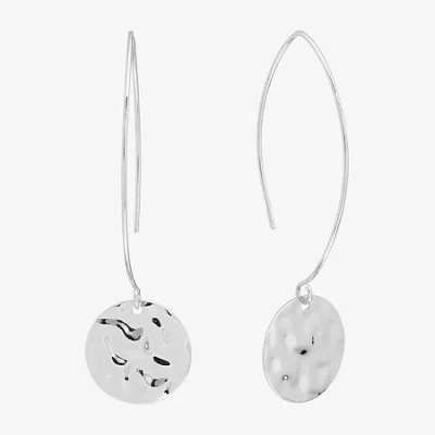 Silver Reflections Hammered Threader Womens Pure Silver Over Brass Drop Earrings In Transparent