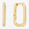 Silver Reflections Huggie Womens 22.8mm Rectangular Hoop Earrings In Gold