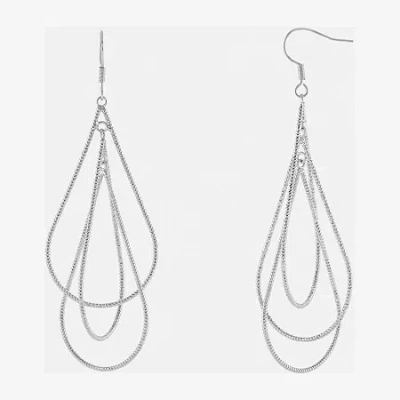 Silver Reflections Orbital Womens Pure Silver Over Brass Drop Earrings In Transparent
