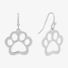 Silver Reflections Paw Womens Pure Silver Over Brass Drop Earrings In Transparent