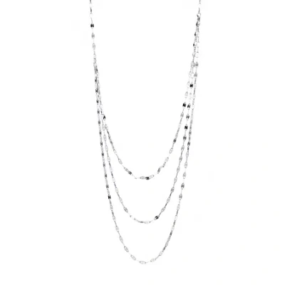 Silver Reflections Pure Silver Over Brass 25 Inch Valentino Chain Necklace In Transparent