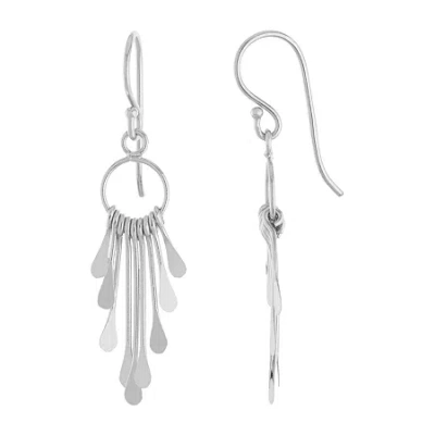 Silver Reflections Pure Silver Over Brass Drop Earrings In Transparent