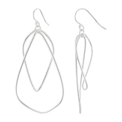 Silver Reflections Pure Silver Over Brass Drop Earrings In Transparent