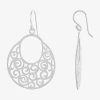 Silver Reflections Pure Silver Over Brass Drop Earrings In Transparent