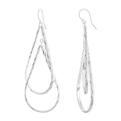 Silver Reflections Pure Silver Over Brass Drop Earrings In Transparent