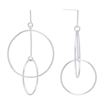 Silver Reflections Pure Silver Over Brass Drop Earrings In Transparent