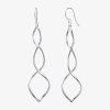 Silver Reflections Pure Silver Over Brass Drop Earrings In Transparent