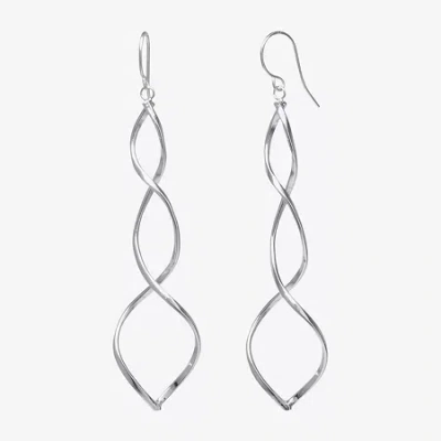 Silver Reflections Pure Silver Over Brass Drop Earrings In Transparent