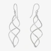 Silver Reflections Pure Silver Over Brass Drop Earrings In Transparent