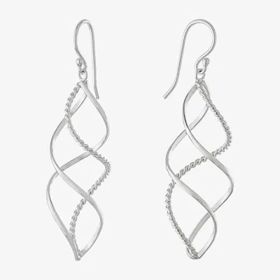 Silver Reflections Pure Silver Over Brass Drop Earrings In Transparent
