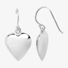 Silver Reflections Pure Silver Over Brass Heart Drop Earrings In Transparent