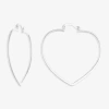 Silver Reflections Pure Silver Over Brass Heart Hoop Earrings In Silver