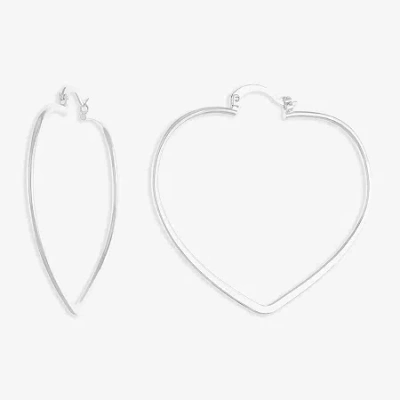 Silver Reflections Pure Silver Over Brass Heart Hoop Earrings In Transparent