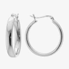 Silver Reflections Pure Silver Over Brass Hoop Earrings In Silver
