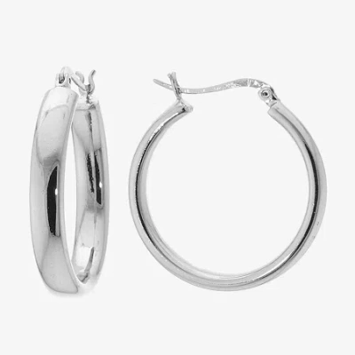 Silver Reflections Pure Silver Over Brass Hoop Earrings