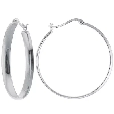Silver Reflections Pure Silver Over Brass Hoop Earrings In Transparent