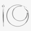 Silver Reflections Pure Silver Over Brass Hoop Earrings In Transparent