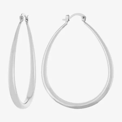Silver Reflections Pure Silver Over Brass Hoop Earrings In Transparent