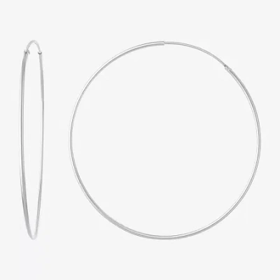 Silver Reflections Pure Silver Over Brass Hoop Earrings In Transparent