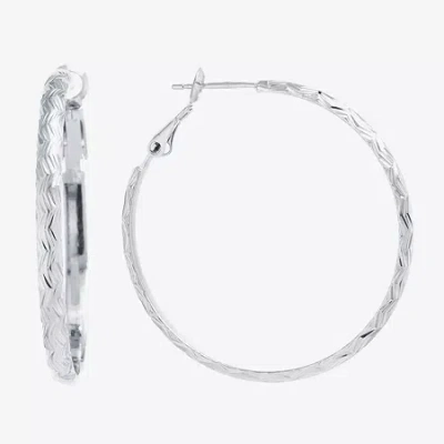 Silver Reflections Pure Silver Over Brass Hoop Earrings In Transparent