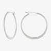 Silver Reflections Pure Silver Over Brass Hoop Earrings In Silver