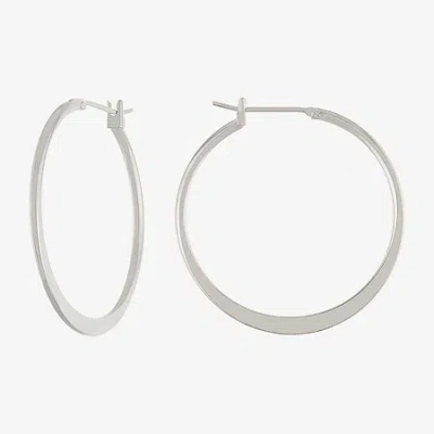 Silver Reflections Pure Silver Over Brass Hoop Earrings In Transparent