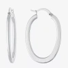 Silver Reflections Pure Silver Over Brass Hoop Earrings In Transparent