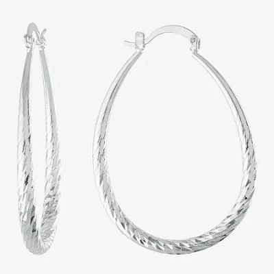 Silver Reflections Pure Silver Over Brass Hoop Earrings In Transparent