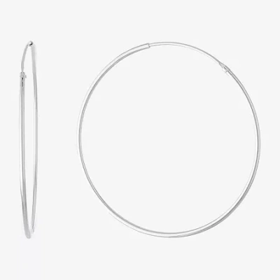 Silver Reflections Pure Silver Over Brass Hoop Earrings In Transparent