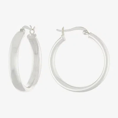 Silver Reflections Pure Silver Over Brass Hoop Earrings In Transparent