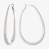 Silver Reflections Pure Silver Over Brass Hoop Earrings In Transparent