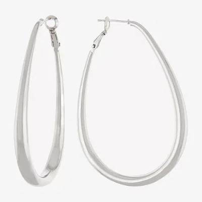 Silver Reflections Pure Silver Over Brass Hoop Earrings In Transparent