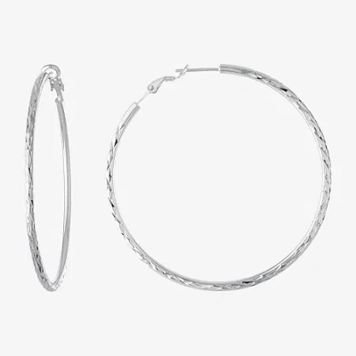 Silver Reflections Pure Silver Over Brass Hoop Earrings In Transparent