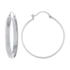 Silver Reflections Pure Silver Over Brass Hoop Earrings In Silver
