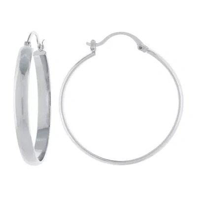Silver Reflections Pure Silver Over Brass Hoop Earrings In Transparent