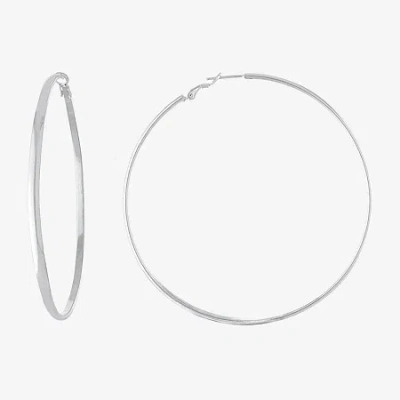 Silver Reflections Pure Silver Over Brass Hoop Earrings In Transparent