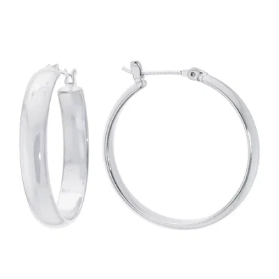 Silver Reflections Pure Silver Over Brass Hoop Earrings In Transparent