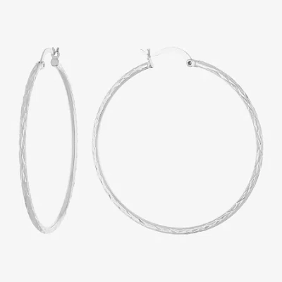 Silver Reflections Pure Silver Over Brass Hoop Earrings In Transparent