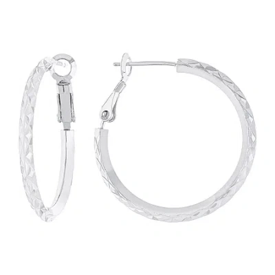 Silver Reflections Pure Silver Over Brass Hoop Earrings In Transparent