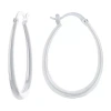 Silver Reflections Pure Silver Over Brass Hoop Earrings In Transparent