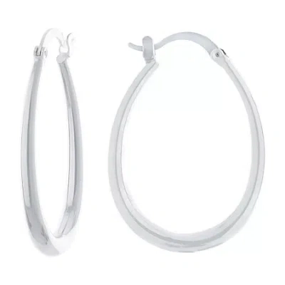 Silver Reflections Pure Silver Over Brass Hoop Earrings In Transparent