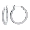 Silver Reflections Pure Silver Over Brass Hoop Earrings In Silver