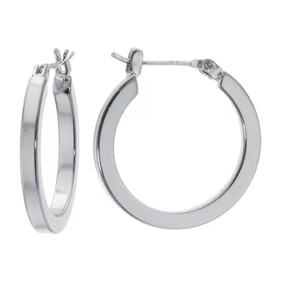 Silver Reflections Pure Silver Over Brass Hoop Earrings In Transparent
