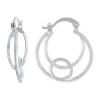 Silver Reflections Pure Silver Over Brass Hoop Earrings In Transparent