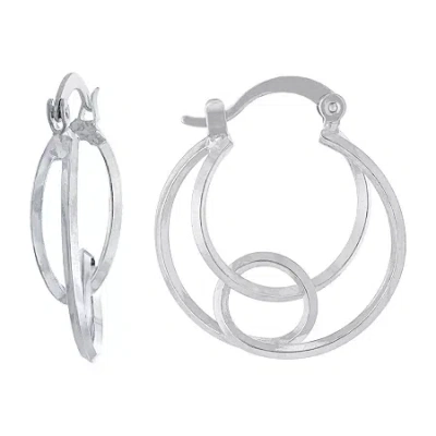 Silver Reflections Pure Silver Over Brass Hoop Earrings In Transparent