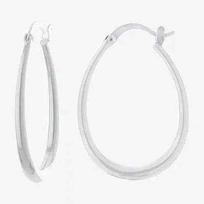 Silver Reflections Pure Silver Over Brass Hoop Earrings In Transparent
