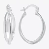 Silver Reflections Pure Silver Over Brass Hoop Earrings In Transparent