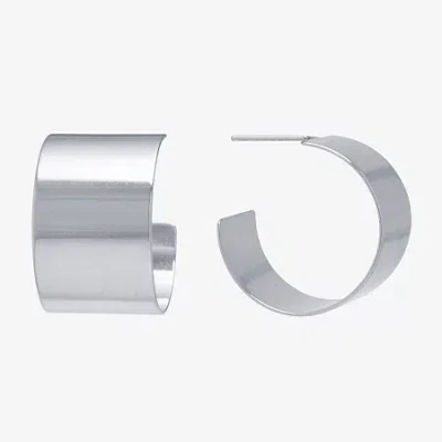 Silver Reflections Pure Silver Over Brass Hoop Earrings In Transparent