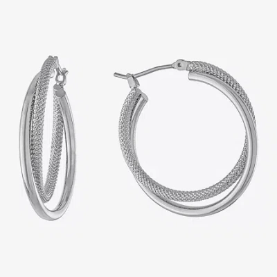 Silver Reflections Pure Silver Over Brass Hoop Earrings In Transparent