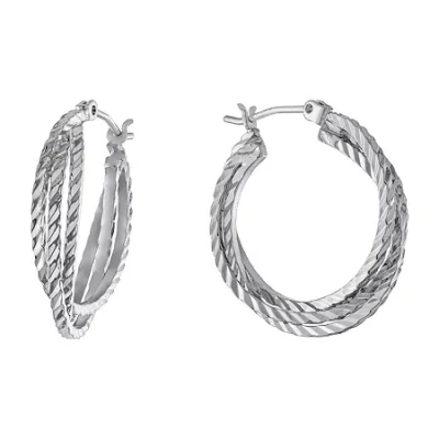 Silver Reflections Pure Silver Over Brass Hoop Earrings In Transparent